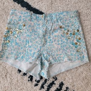 H&M Colorful Cheetah Printer Beaded Shorts